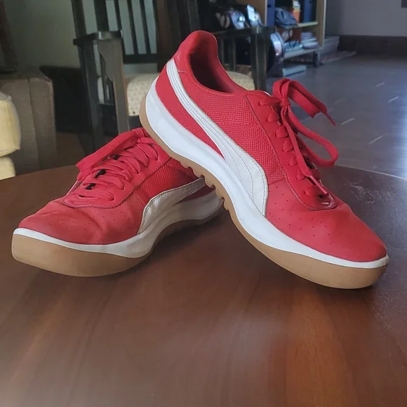 Red Puma California sneakers gum sole size 11 mens - Picture 3 of 10